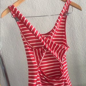 Red and white striped maxi dress