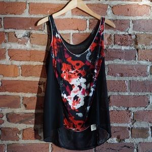 Silence + Noise Mixed Media Floral Top