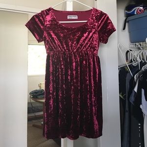 maroon velvet babydoll dress