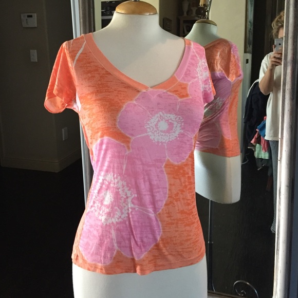 Orange & pink floral tee