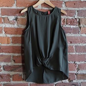 Eight Sixty Olive Green Knotted Top