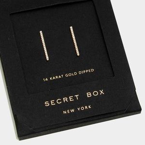 14K Gold Dipped Crystal Bar Stud Earrings