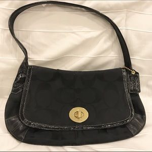 Authentic Coach Signature Flap Hobo Handbag