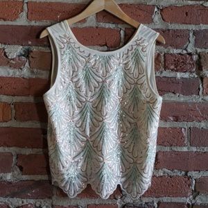 Sequined Scalloped Tank Top
