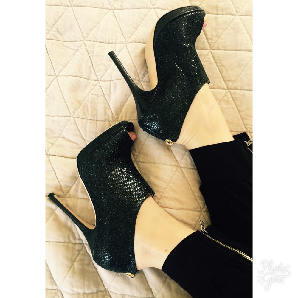 Jimmy Choo Glint glitter fabric black bootie