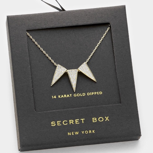 14K Gold Dipped Triangle Pendant Necklace w/Chain