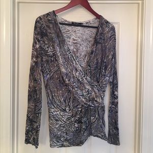 Nie +Zoe faux-wrap long sleeve top