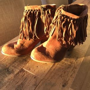 Not Rated Cognac fringe bootie