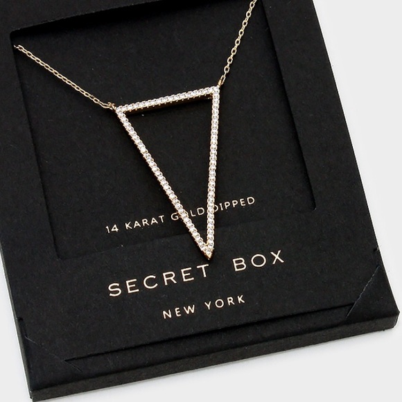 14K Gold Dipped Open Crystal Triangle Necklace