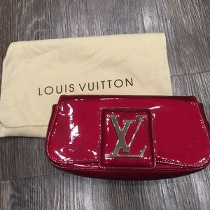 Louis Vuitton red patent clutch bag purse Dustbag