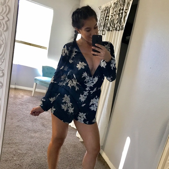 Dark blue flower romper