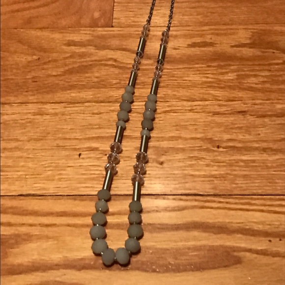 Loft gray beaded long necklace NWT