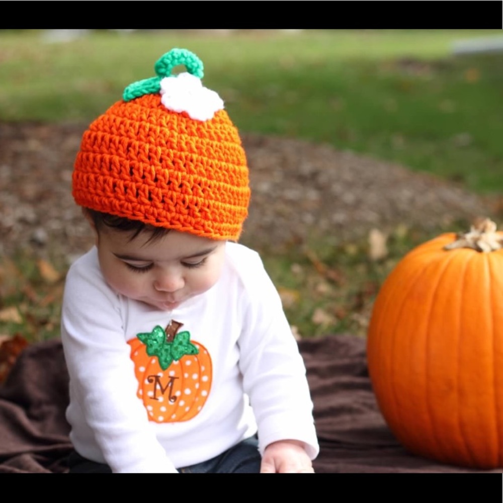 Pumpkin onesie with Letter M