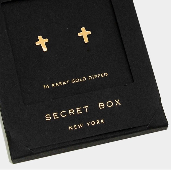 14K Gold Dipped Cross Stud Post Earrings