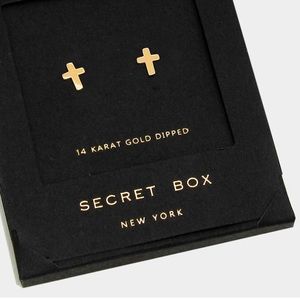 14K Gold Dipped Cross Stud Post Earrings