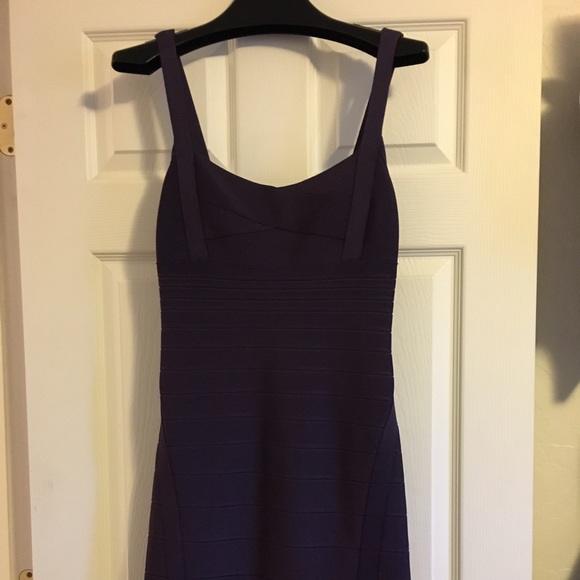 Herve Leger deep purple bandage dress