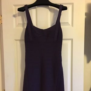 Herve Leger deep purple bandage dress