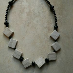 Marble and Crystal Beaded Necklace