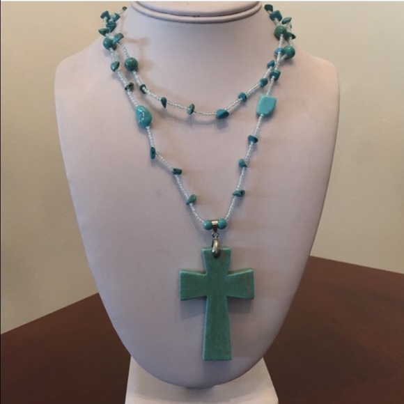 CROSS TURQUOISE NECKLACE