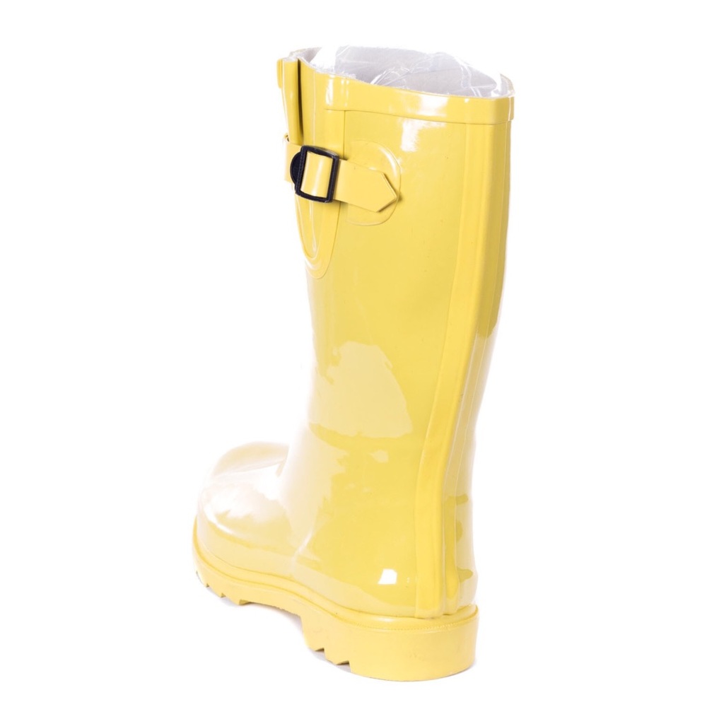 Women's Yellow 100% Rubber Rainboots 11" RB-1602 - Picture 2 of 3