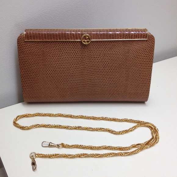 Gucci Handbags - Gucci auth vintg Lizard clutch/shoulder eveng bag