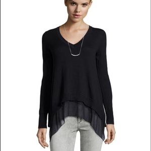 Jamison Black Knit Chiffon Trimmed Sweater