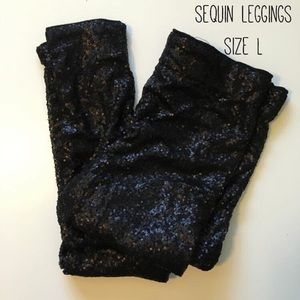 BLACK SEQUIN LEGGINGS