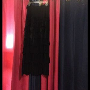 Long, black ruffled skirt!