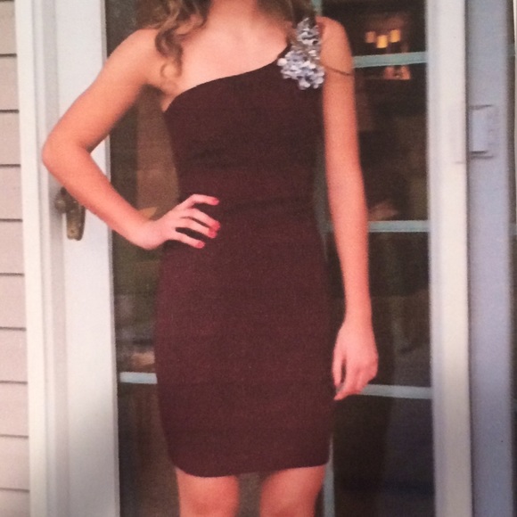 Dillard's Burgundy Sparkly Formal Dress