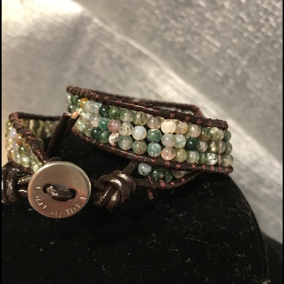 Indian agate double wrap bracelet - Picture 2 of 4