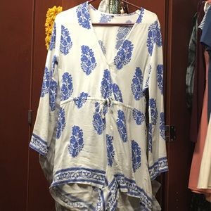 Blue and white feather romper