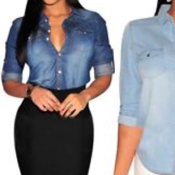 🎉last one🎈nwt denim dark wash top