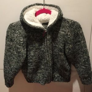 Open front hooded cardigan for a boy