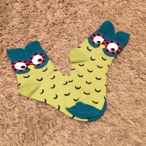 NWOT Green owl ankle socks