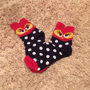 NWOT Polka Dot Owl Ankle Socks