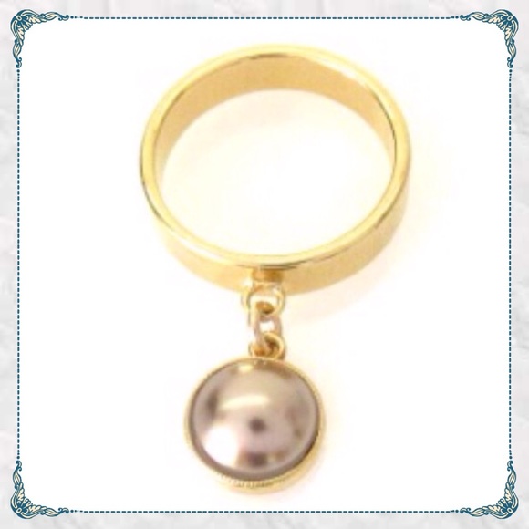 ✨Designer Ring w Swarovski Pearl Dangle - Picture 2 of 3
