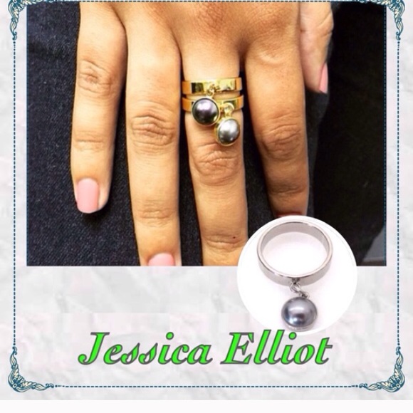 ✨Designer Ring w Swarovski Pearl Dangle - Picture 3 of 3