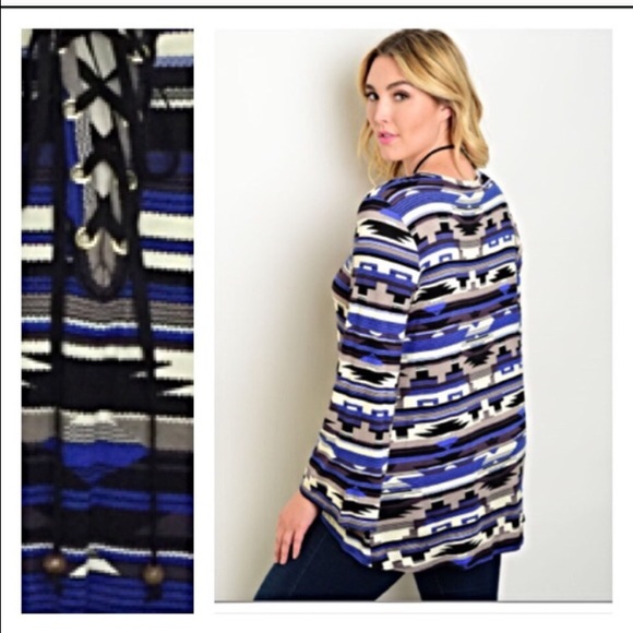 📍SALE Amazingly Chic Peasant Lace Up Tunic Top 3X - Picture 2 of 4