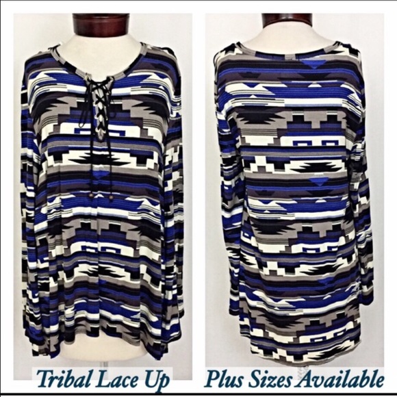 📍SALE Amazingly Chic Peasant Lace Up Tunic Top 3X - Picture 4 of 4