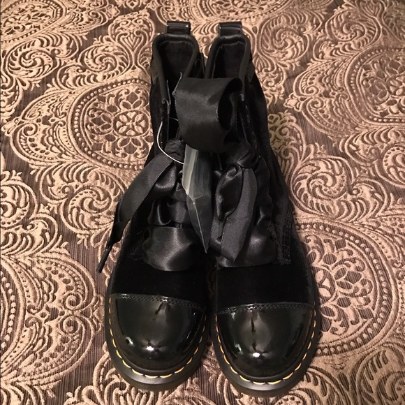 Dr. Martens faux velvet and patent leather boots