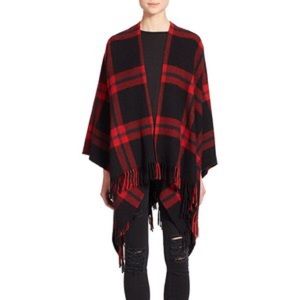 kooples plaid wool poncho