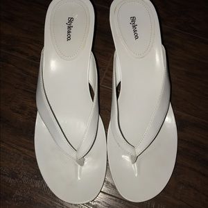 White heeled sandals