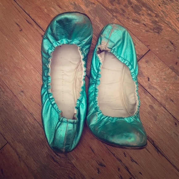 Shimmer Turquoise ballet slipper