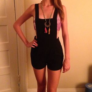 Fancy & fun black overall shorts!