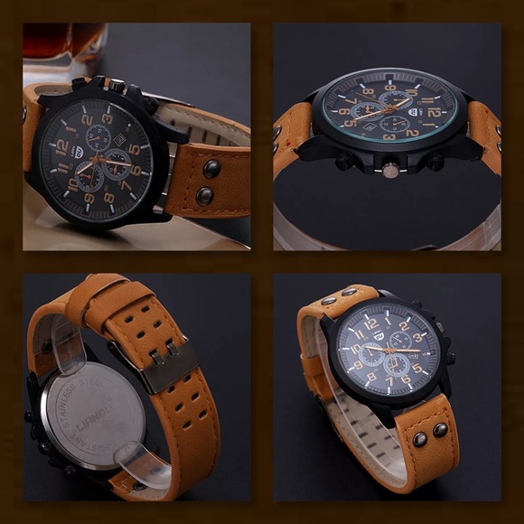 🆕Brown Leather & Stainless Steel Watch - Picture 3 of 4