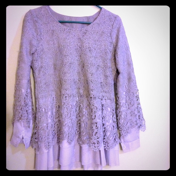Gray lace blouse