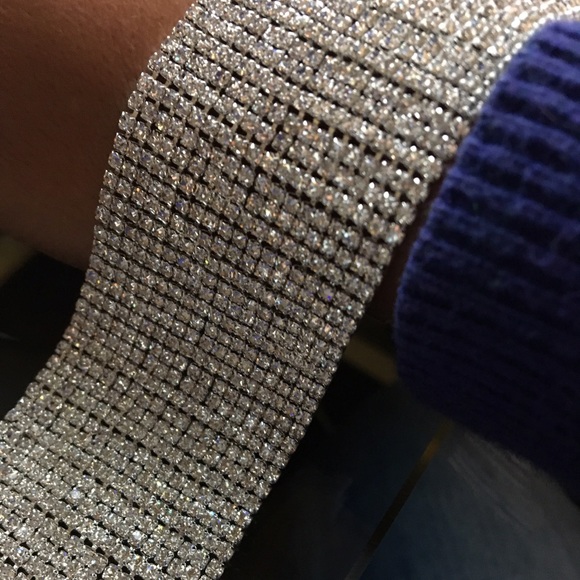 RHINESTONE SILVER GLAM CHOKER - Picture 5 of 5