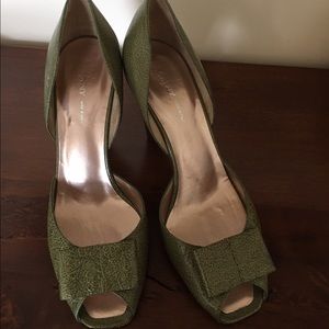 DKNY leather peep toe pumps