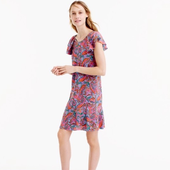J. Crew Ruffled Paisley Dress