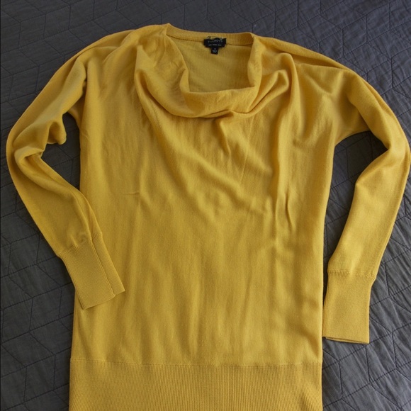 SOLD // Talbots yellow drape neck merino sweater - Picture 2 of 4